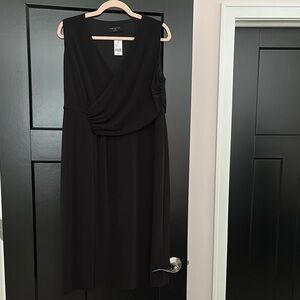 NWT Lane Bryant Black Sleeveless Sheath Midi Dress w/Draping. Size 14/16